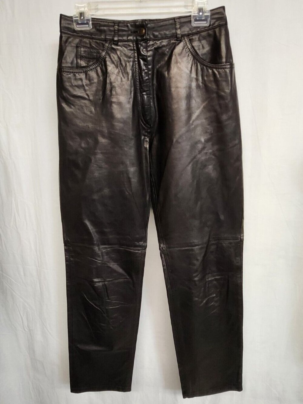 Vintage Toffs Size 12 Black Genuine Soft Leather Lined Pants